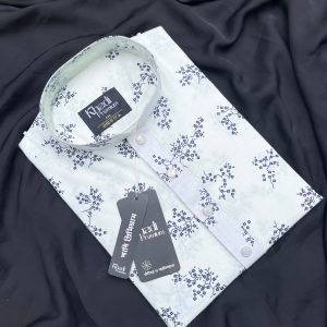 অফ-হোয়াইট ফ্লোরাল খাদি পাঞ্জাবি